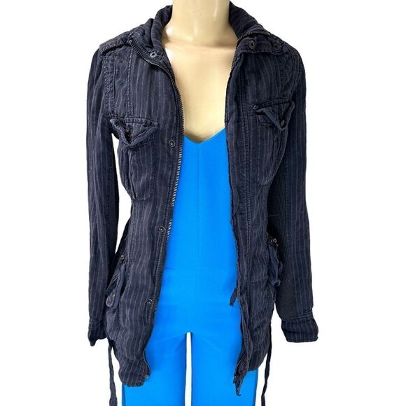 Free People Linen jersey lined Utility belted zip up Jacket XS - Picture 1 of 8